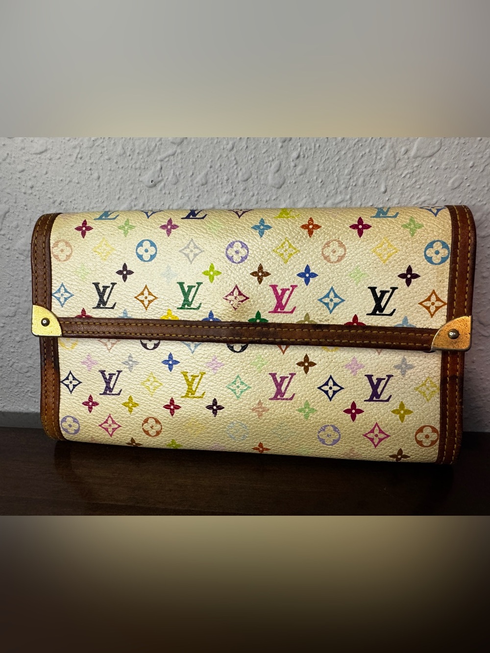 Louis Vuitton Murakami Multicolor Monogram Fold-Over Wallet
